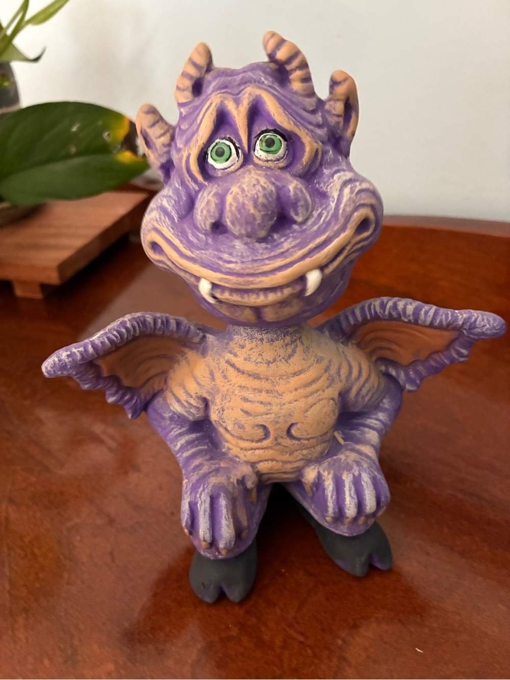 Hand-painted Purple Ceramic Dragon Halloween Decorative Statue